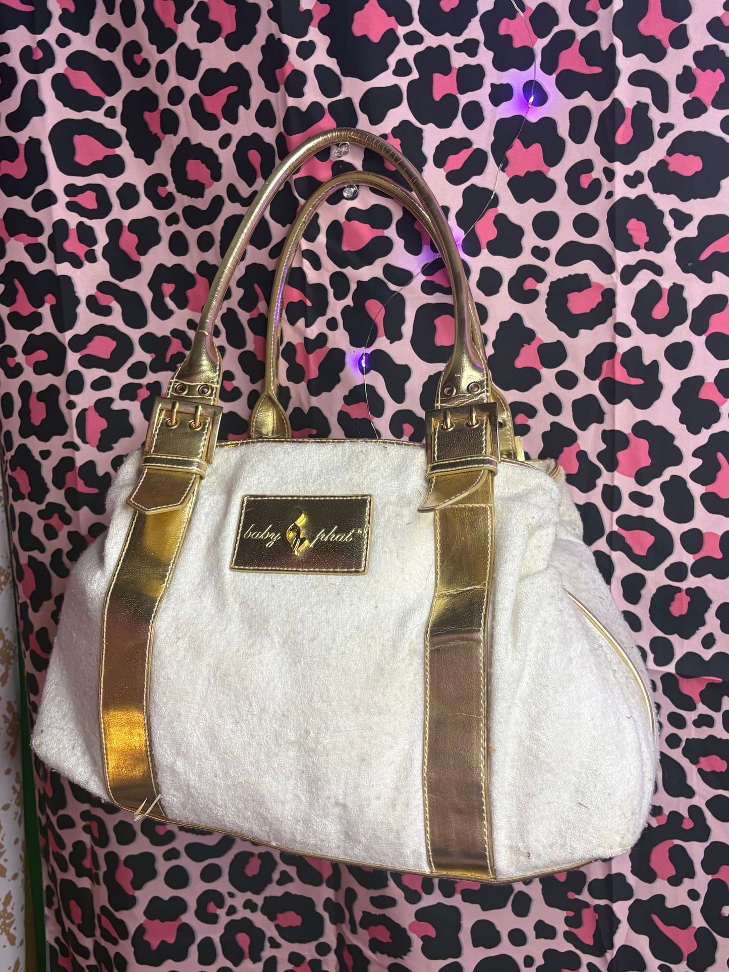 Babyphat White & Gold Satin interior Handbag