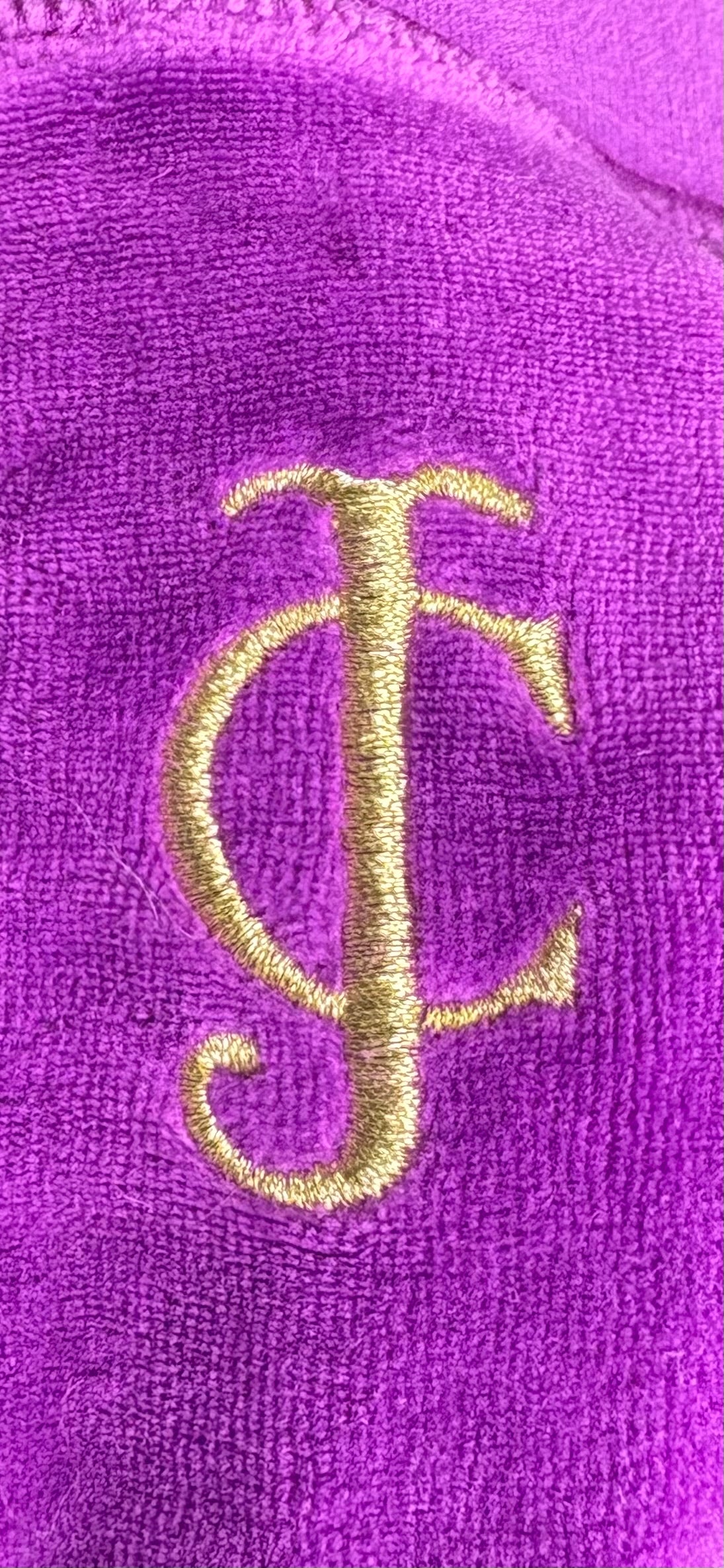 Juicy couture purple velvet gold embroided pants