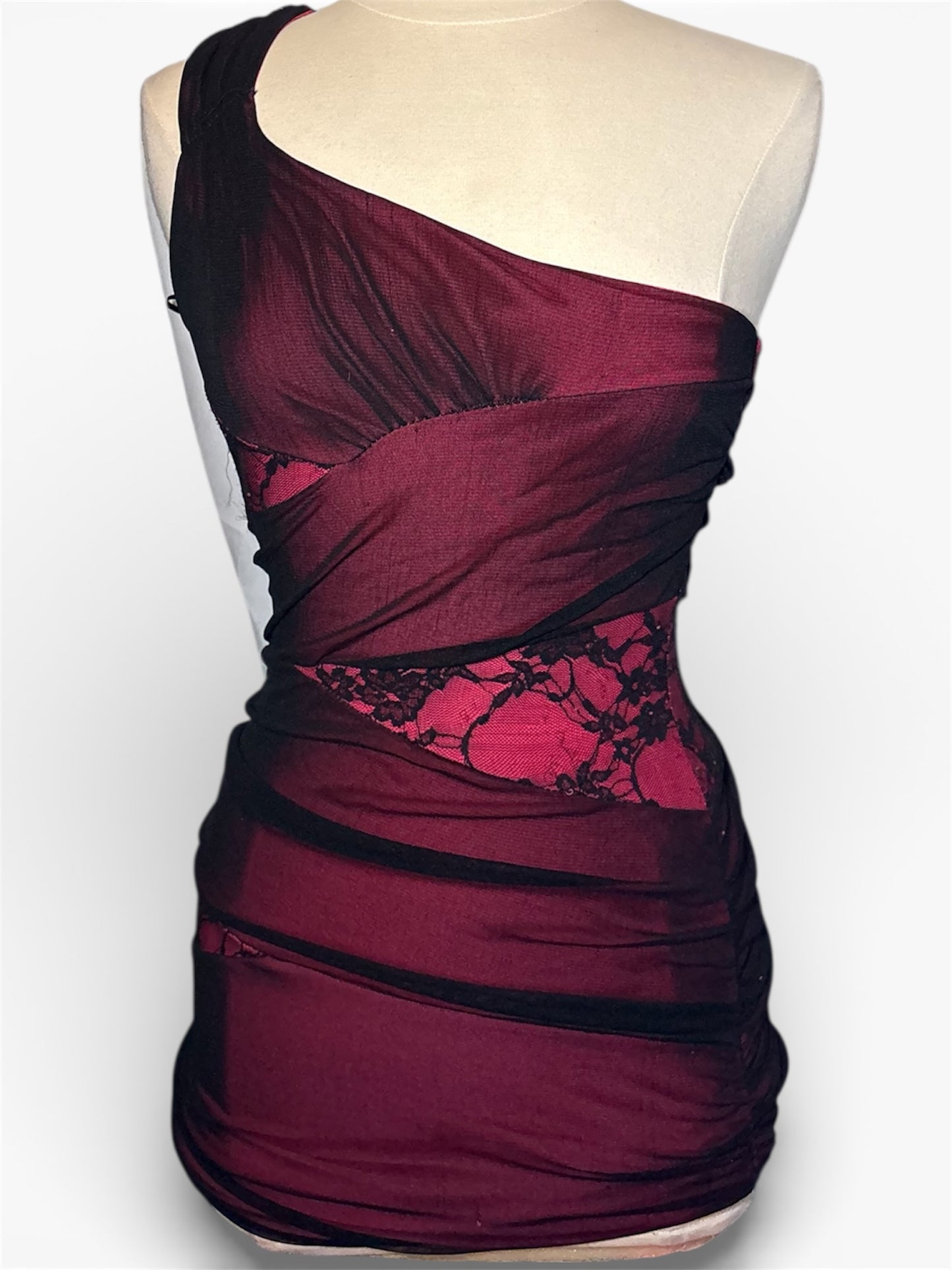 One Shoulder Lace Detailed Mini Dress