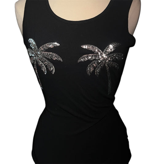 Sequinned Palm Tree Detailed VS PINK Tank Top