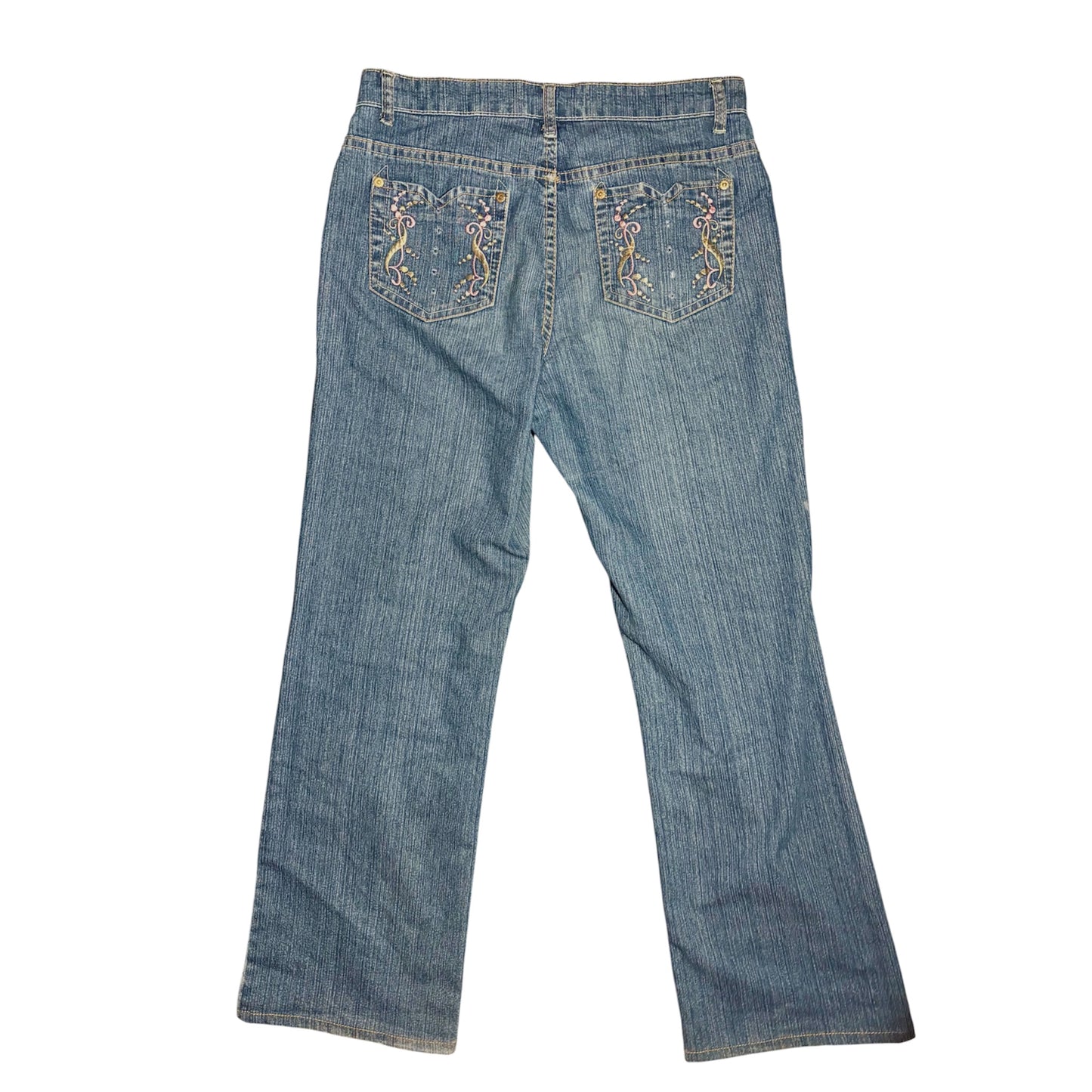 French Twist Pink embroidered boot cut jeans
