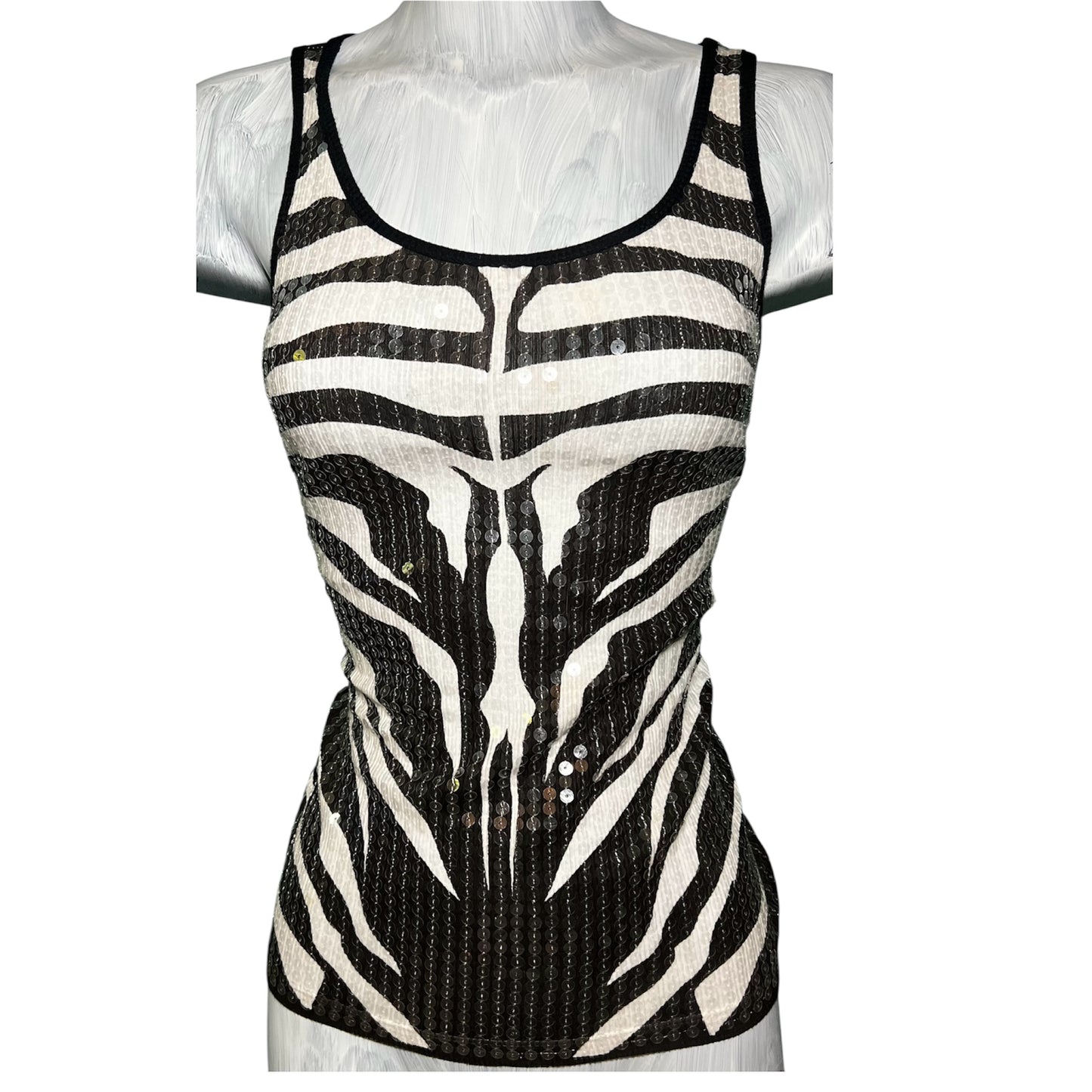 Sequinned Zebra Print Tank