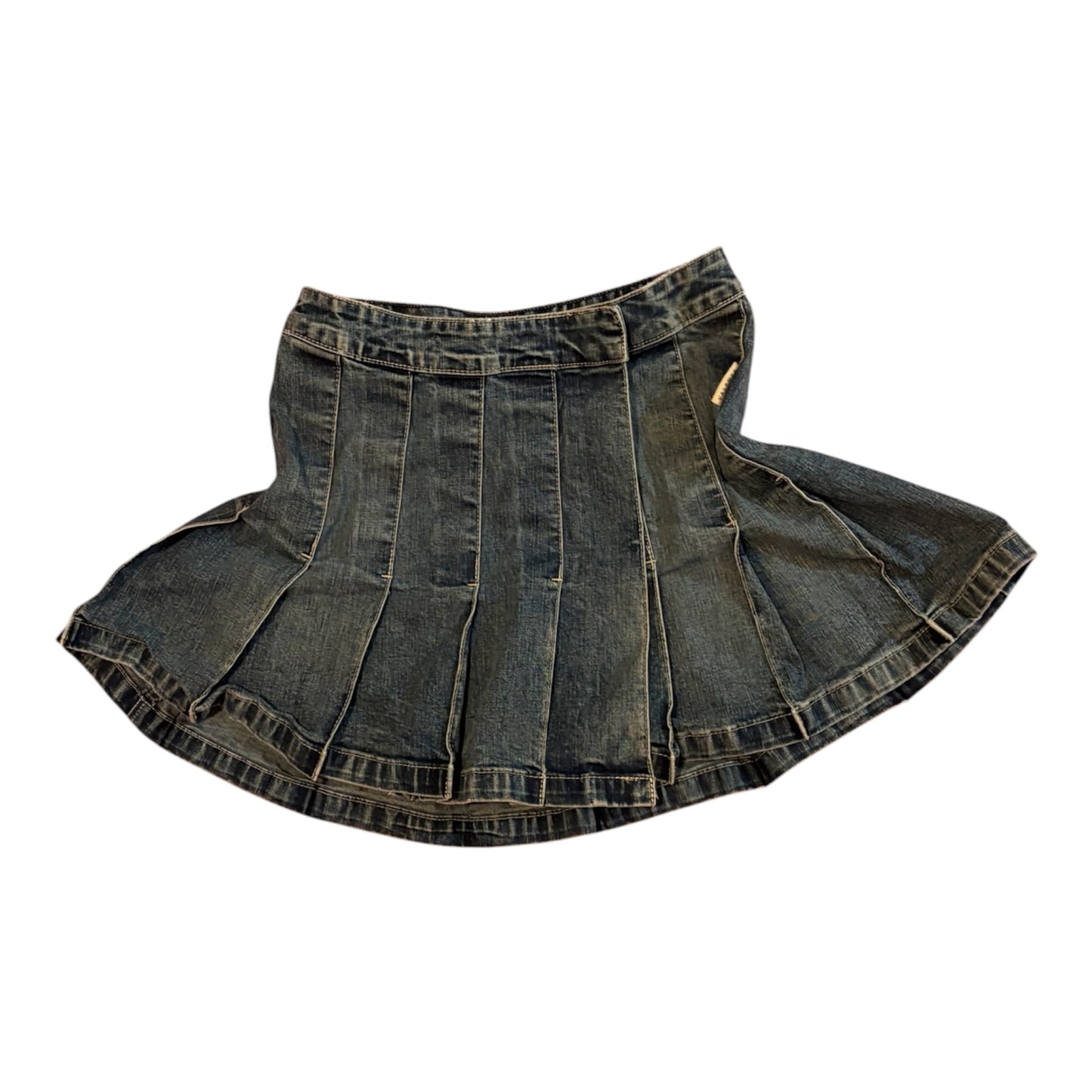 Pleated denim mini skirt