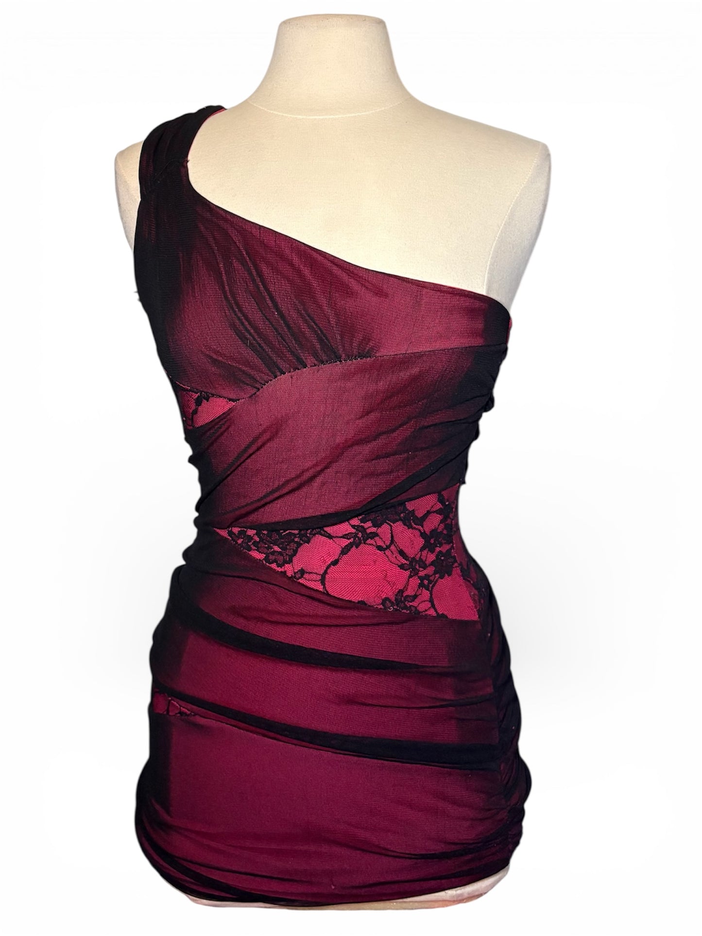 One Shoulder Lace Detailed Mini Dress