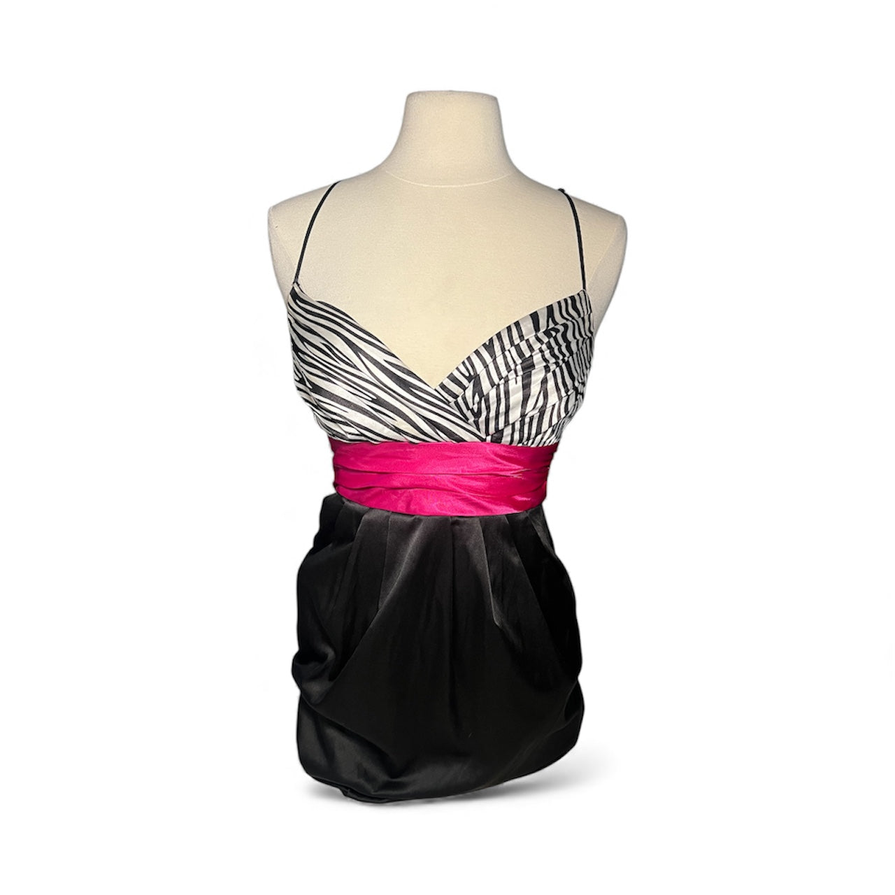 Tie Back Waist Zebra Print Bust Detailed Dress