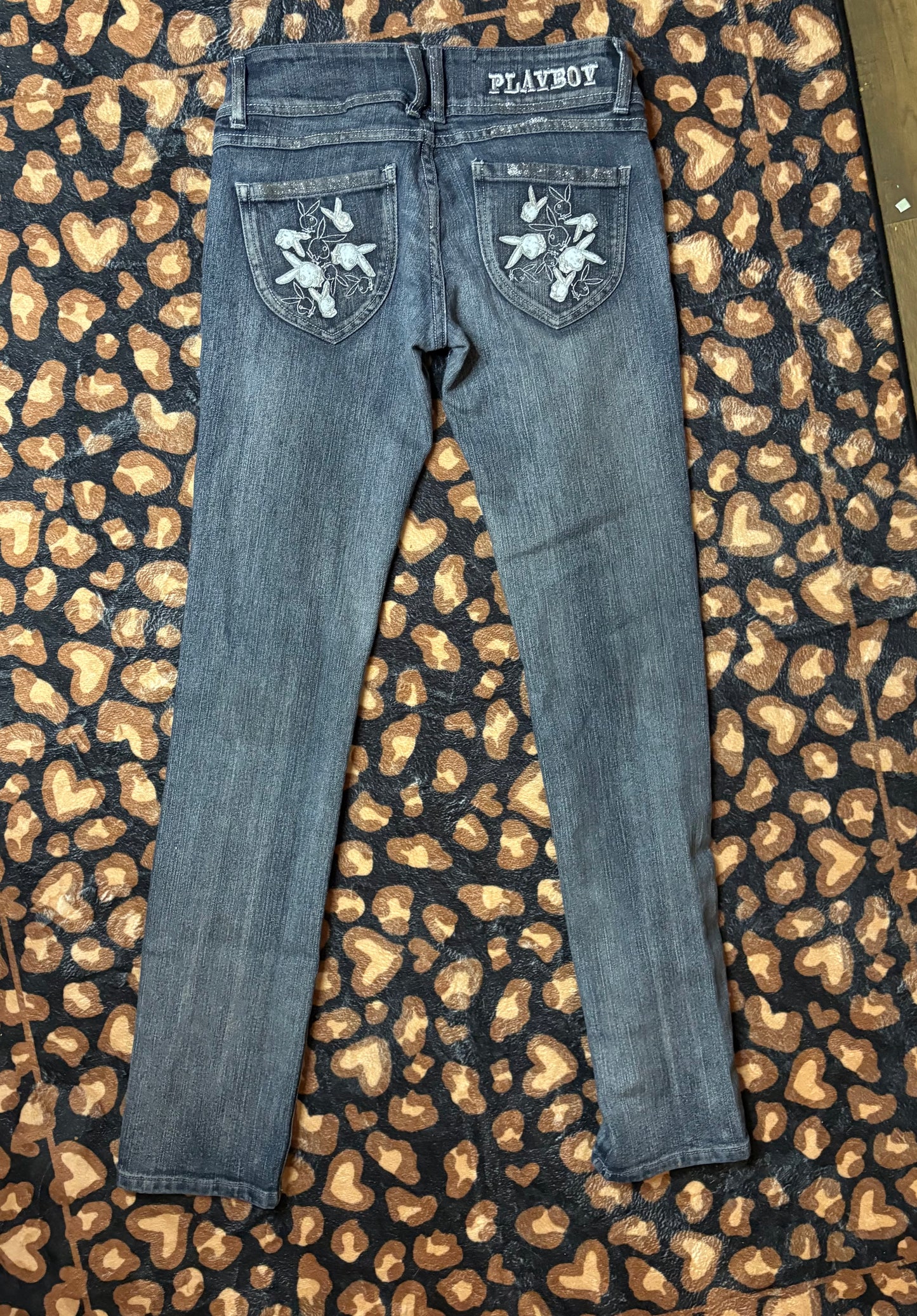 Playboy Sparkle Stitched Bunny Embroidered ultra lowrise Jeans