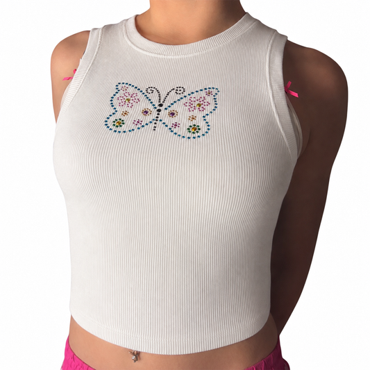 Rhinestoned Aeropostale butterfly tank