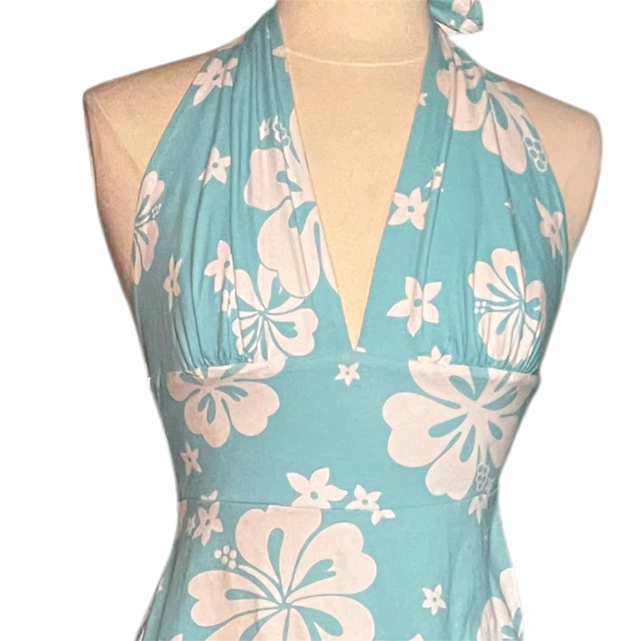 Hibiscus Flower Printed Halter Neck Dress