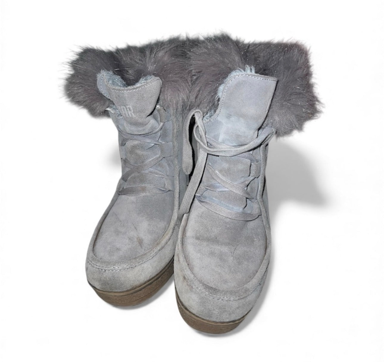 Fur Lined Platformed Grey Booties