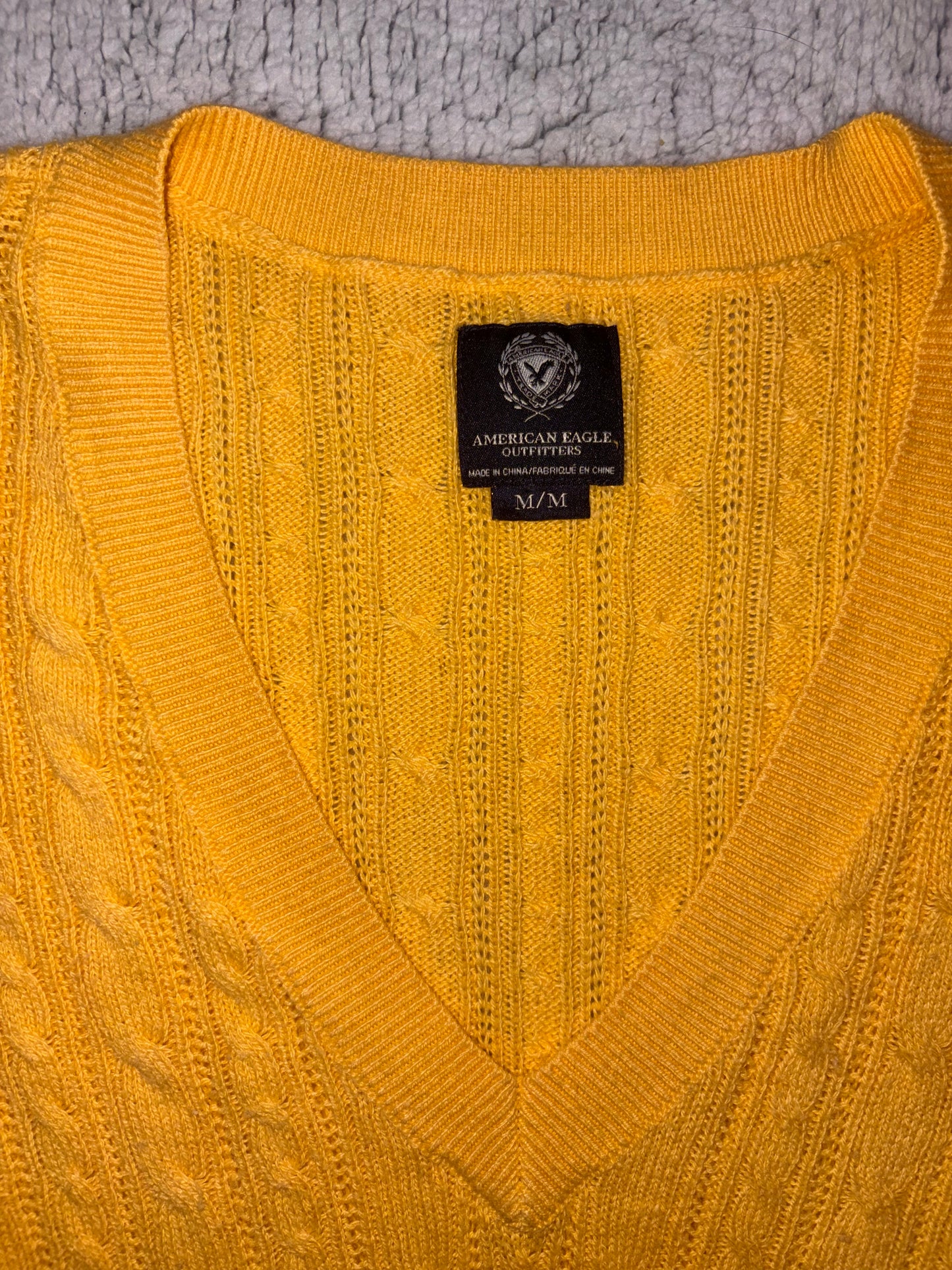 American Eagle V-Neck Cable Knit Sweater