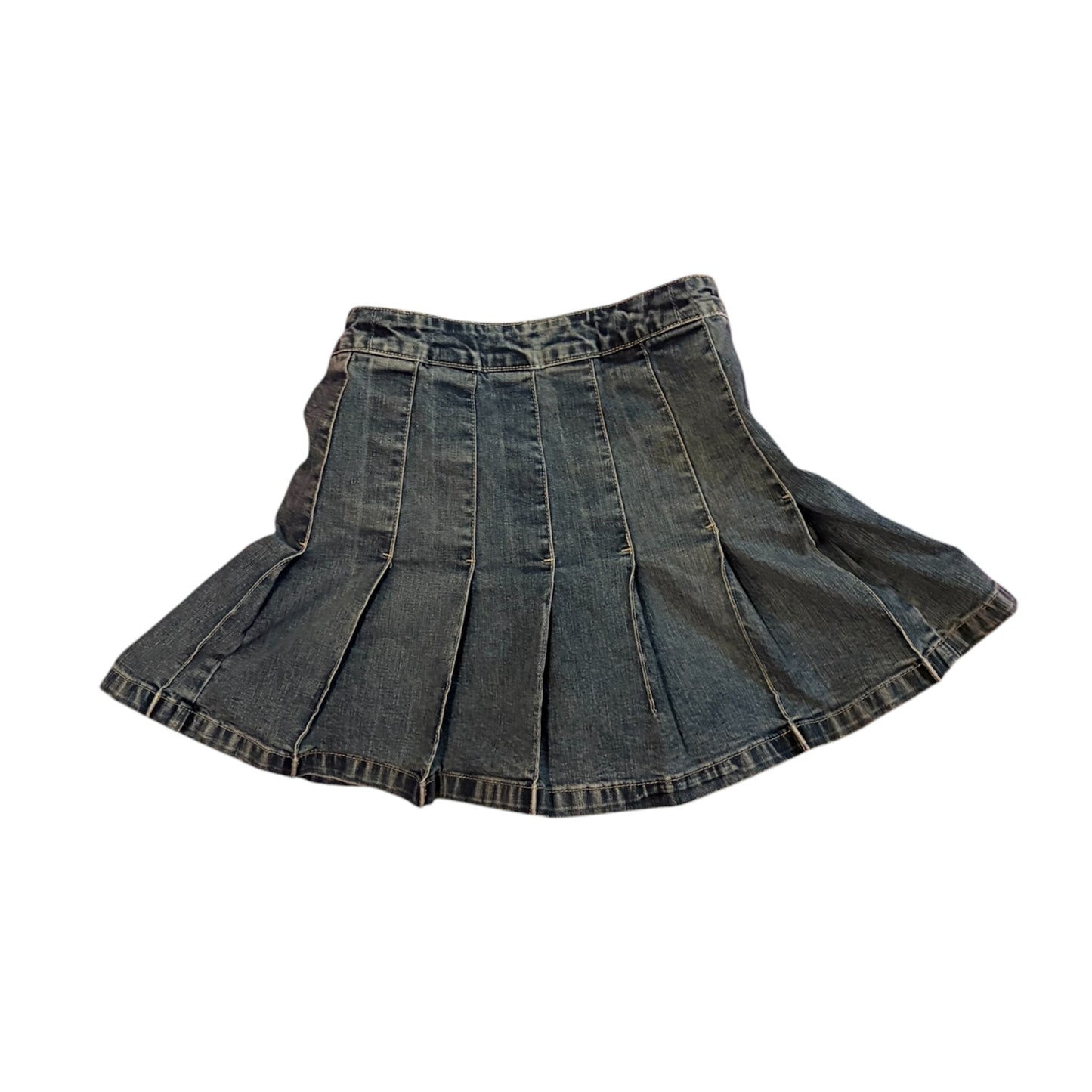 Pleated denim mini skirt