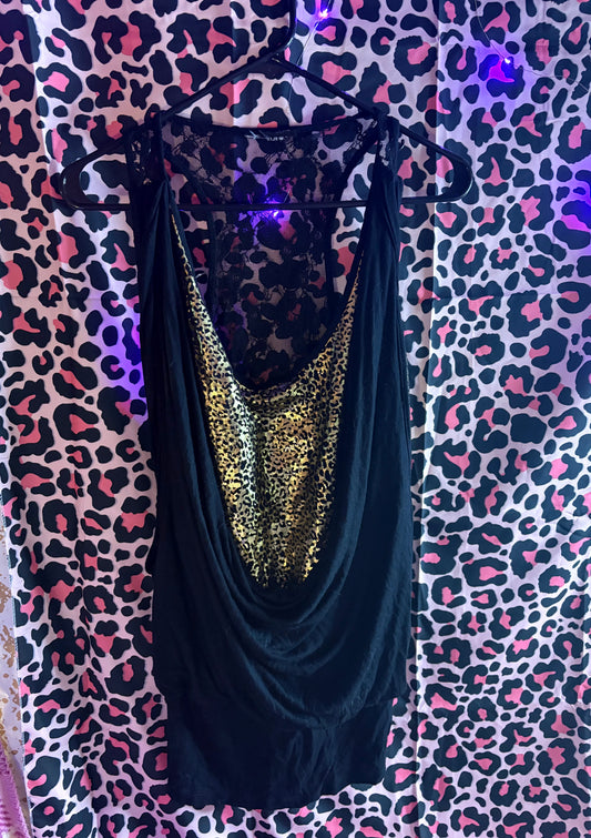 Leopard print cowl neck