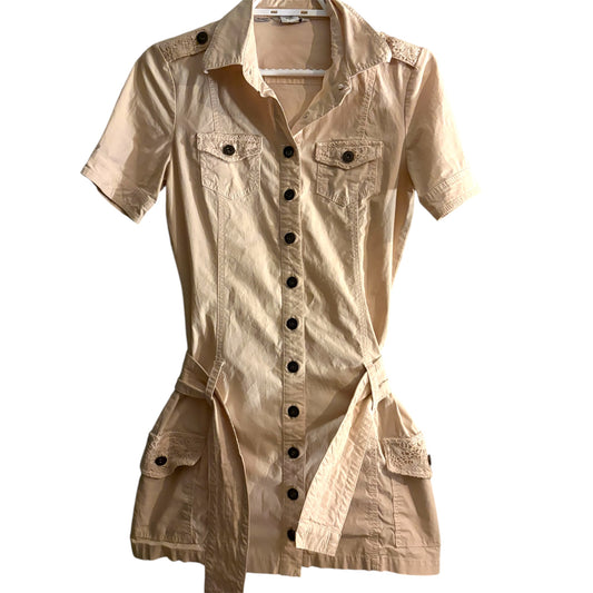 Guess Vintage Button Up Short Sleeve Belt Detail Mini Dress