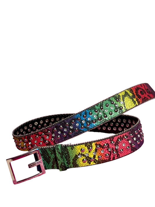 GUESS Studded Rainbow and Rhinestoned Belt