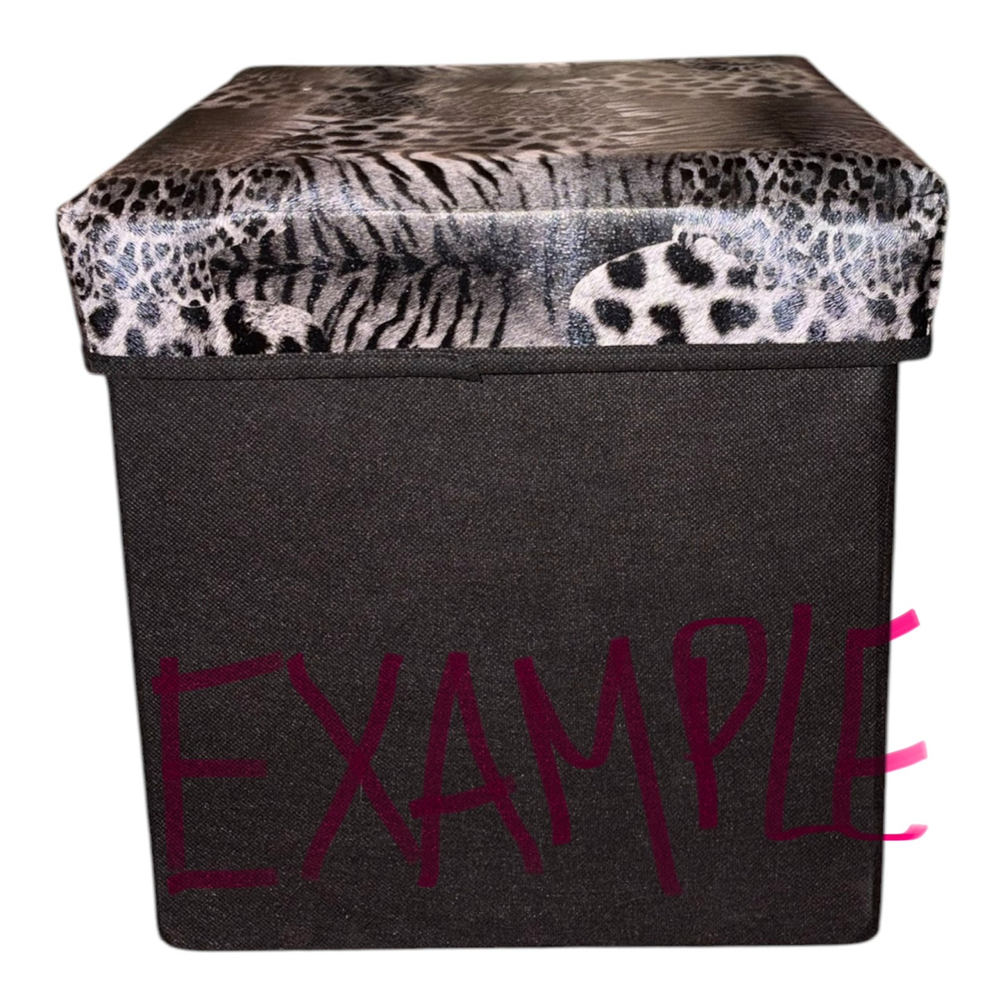 Grey leopard print footstool ottoman storage box - Sealed package