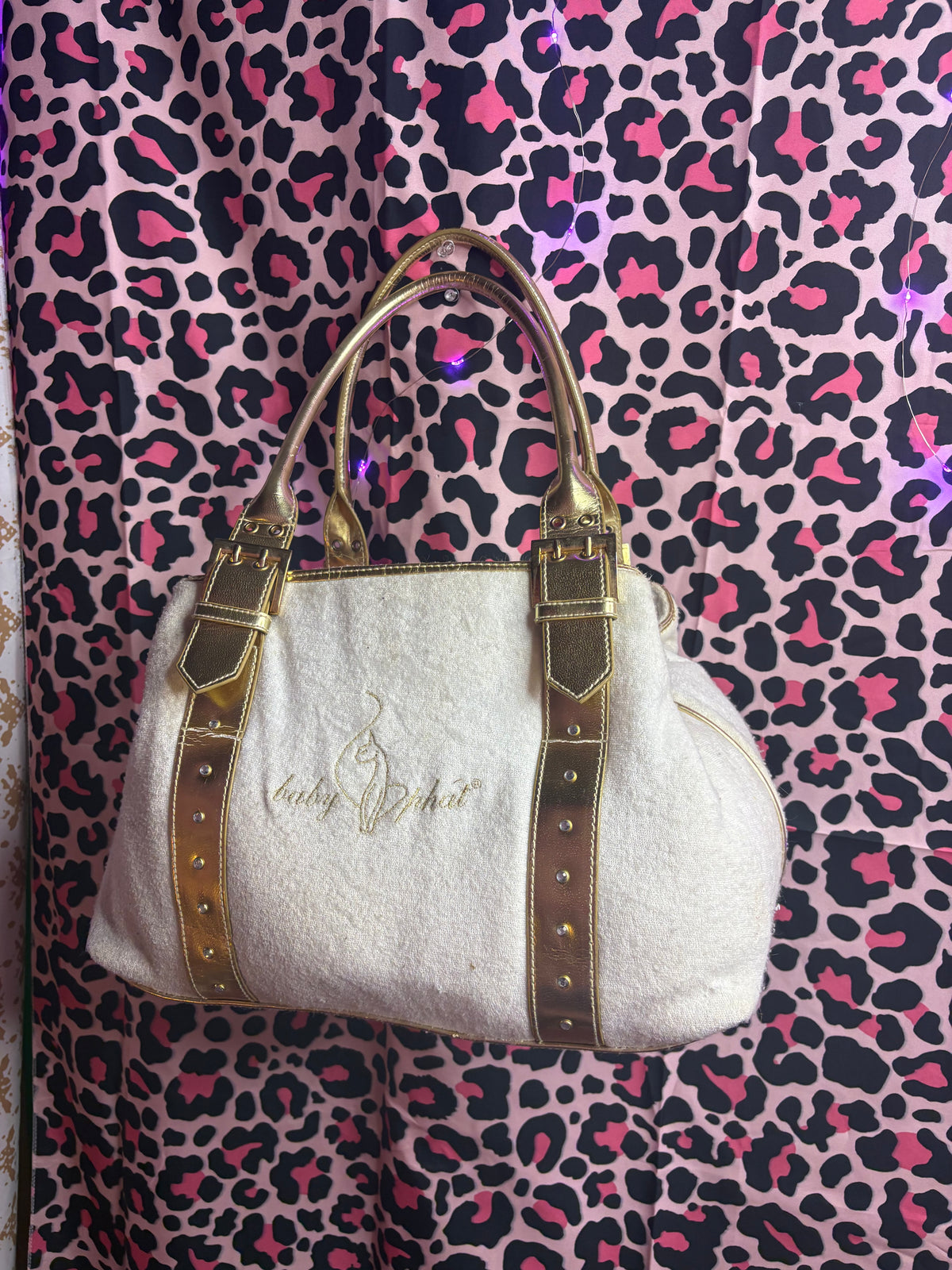 Babyphat White & Gold Satin interior Handbag
