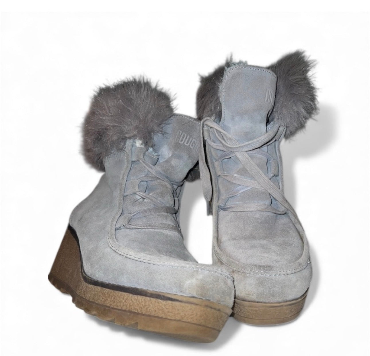 Fur Lined Platformed Grey Booties