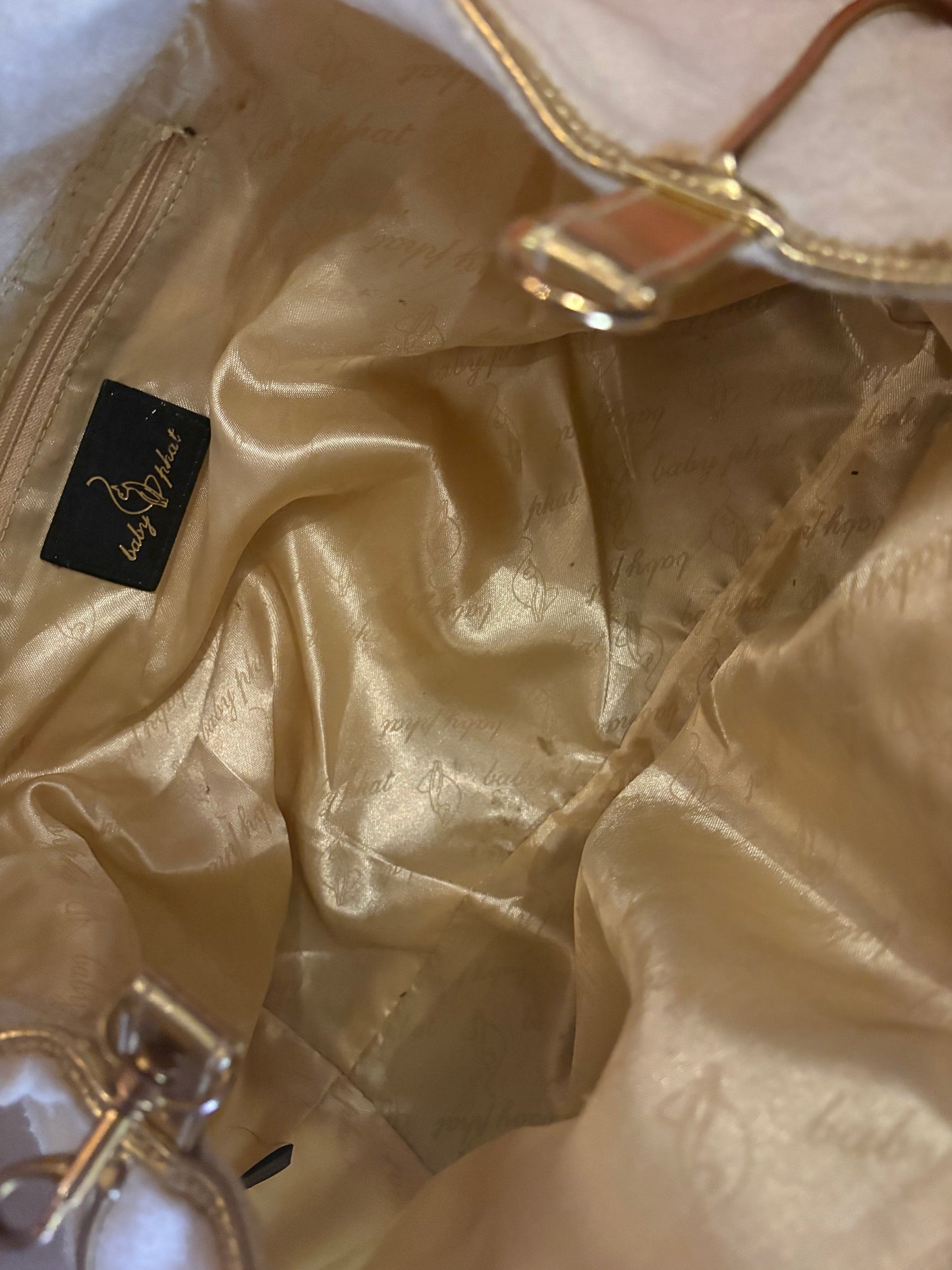 Babyphat White & Gold Satin interior Handbag