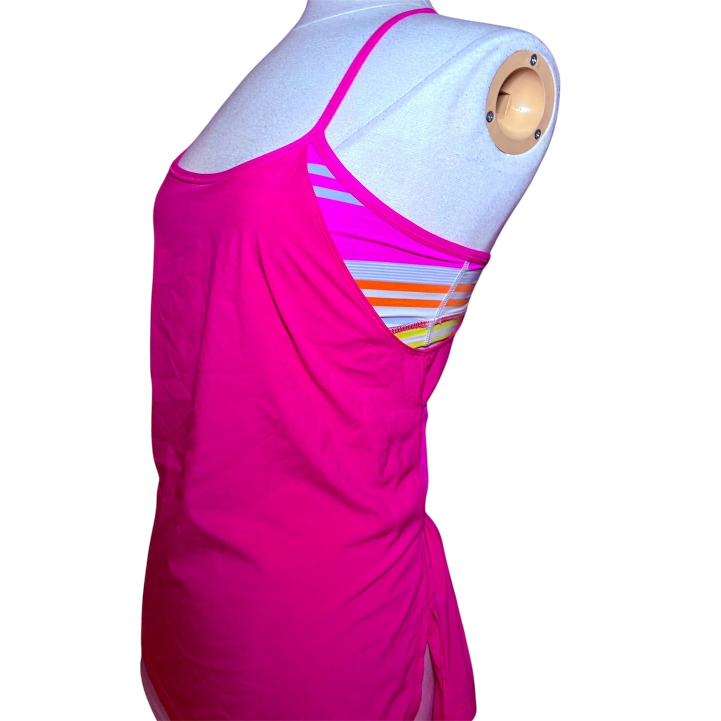 Lululemon Active Wear Top Attached Striped Multi Colour Bra