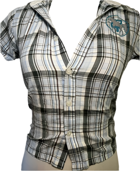 Cropped plaid button up