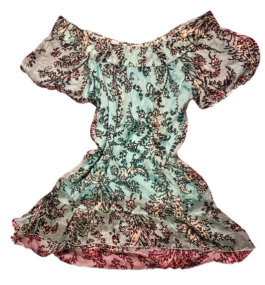 Baby Blue and White Floral Blouse