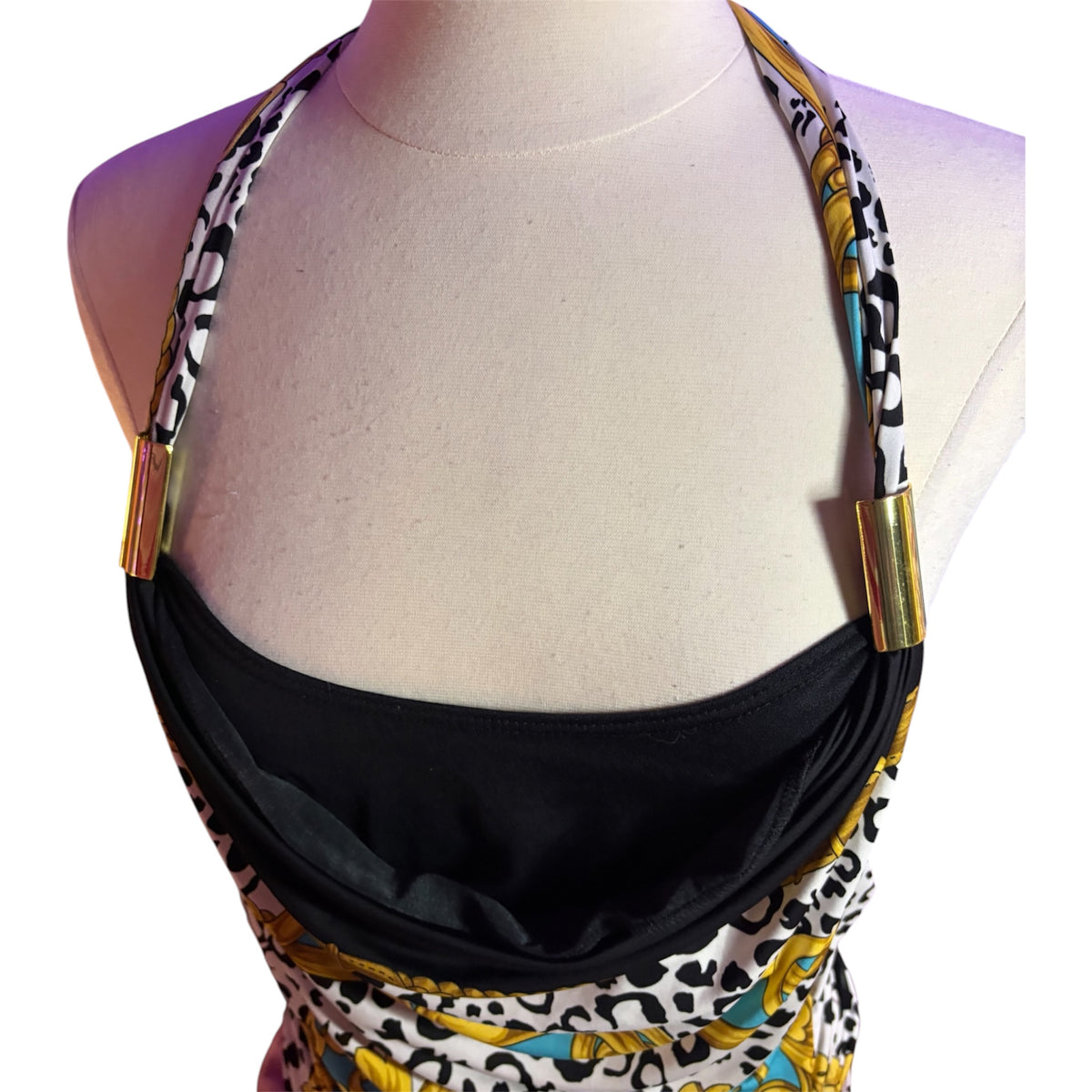 CACHÉ-Turquoise and gold detailed animal print