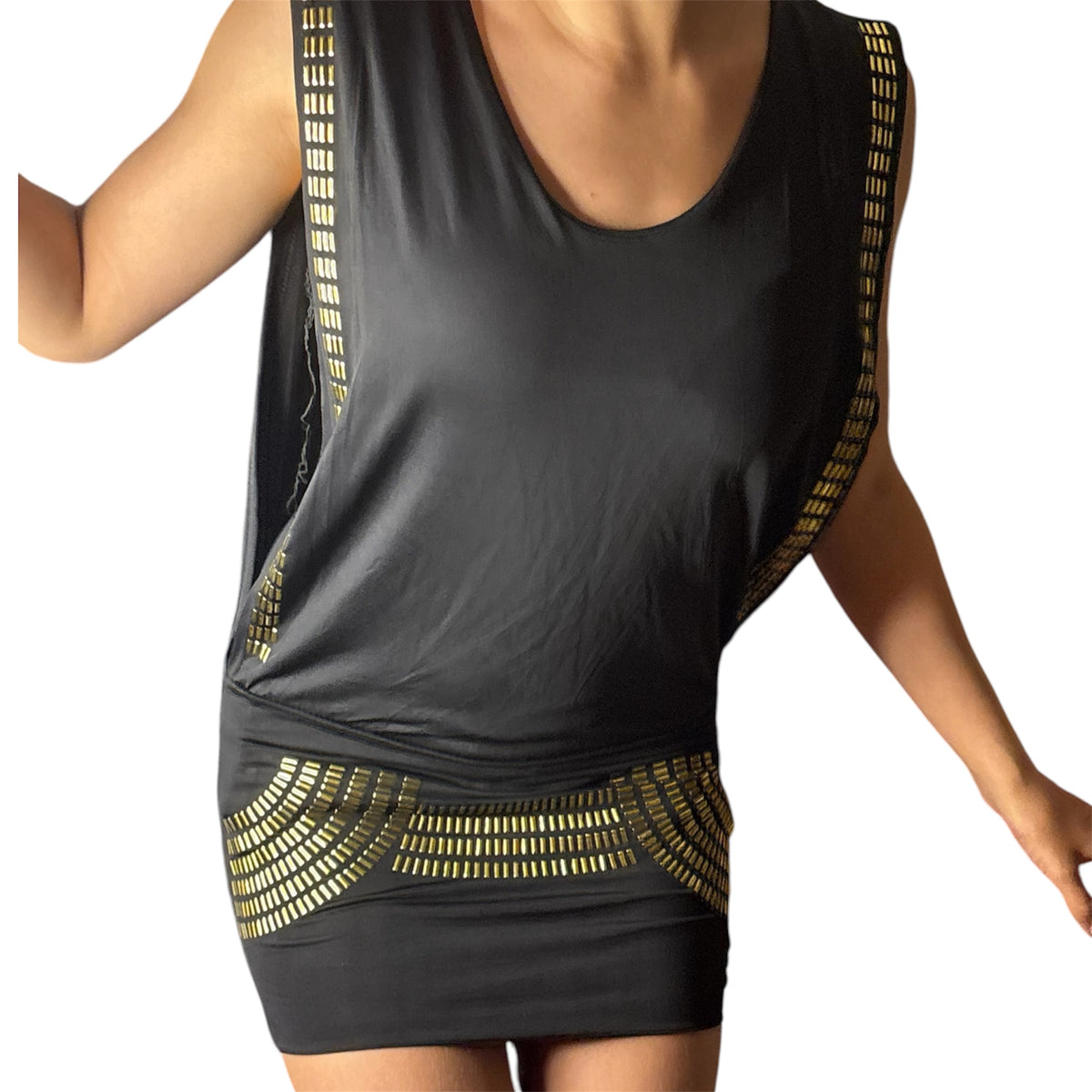 Gold Studded Detailed Mini Dress