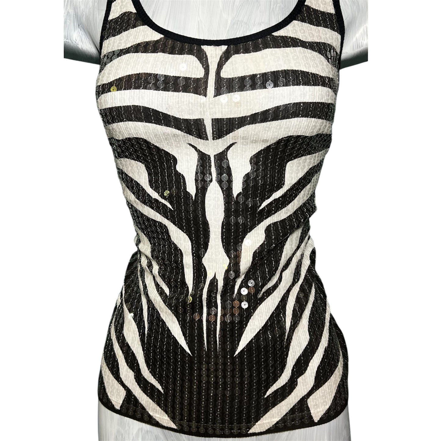 Sequinned Zebra Print Tank