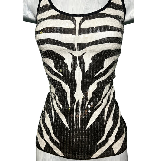 Sequinned Zebra Print Tank