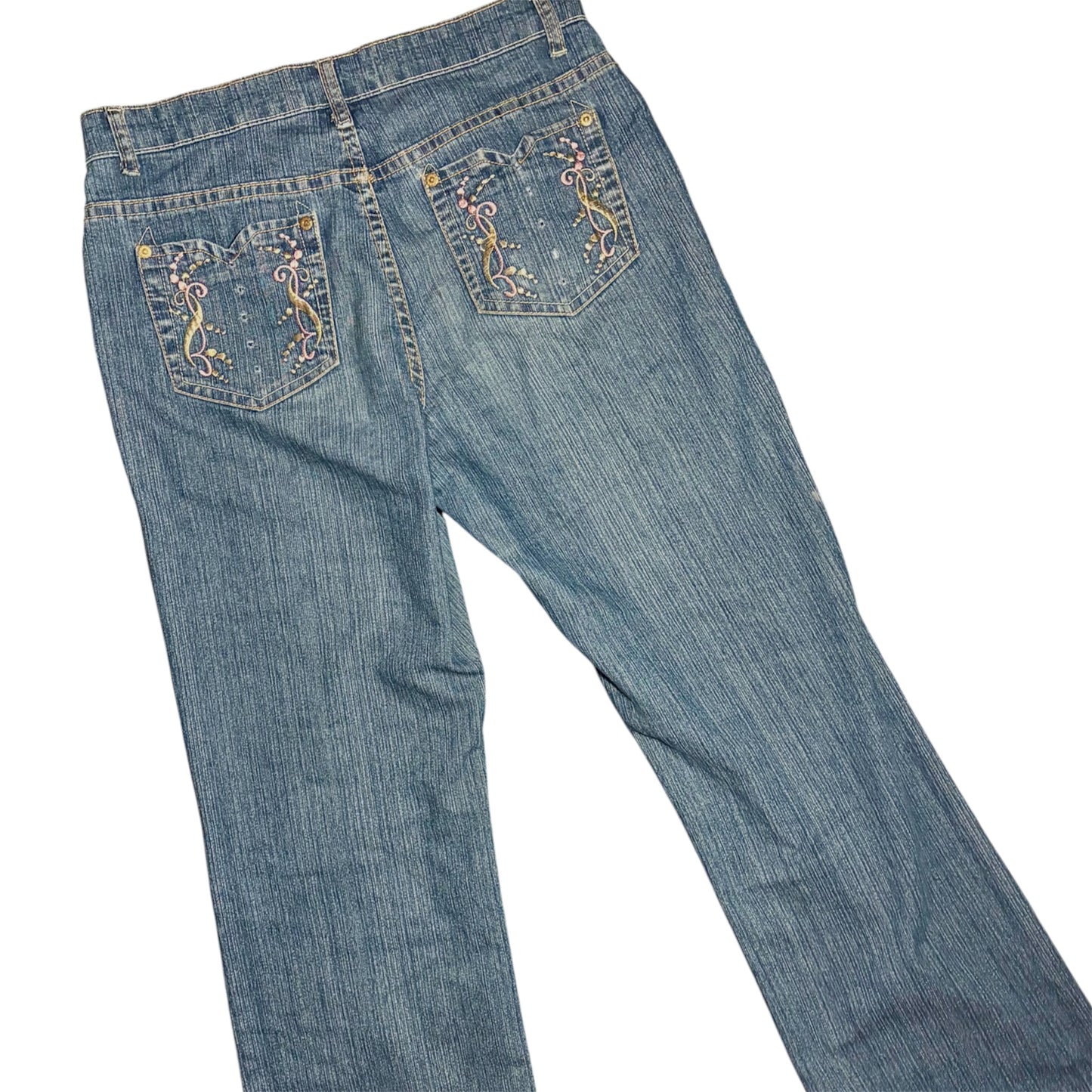 French Twist Pink embroidered boot cut jeans