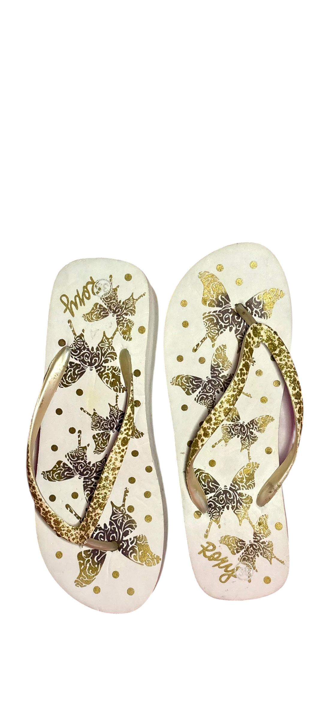 Roxy Sparkly Butterfly Detailed Wedged Platform Flip Flop Sandals