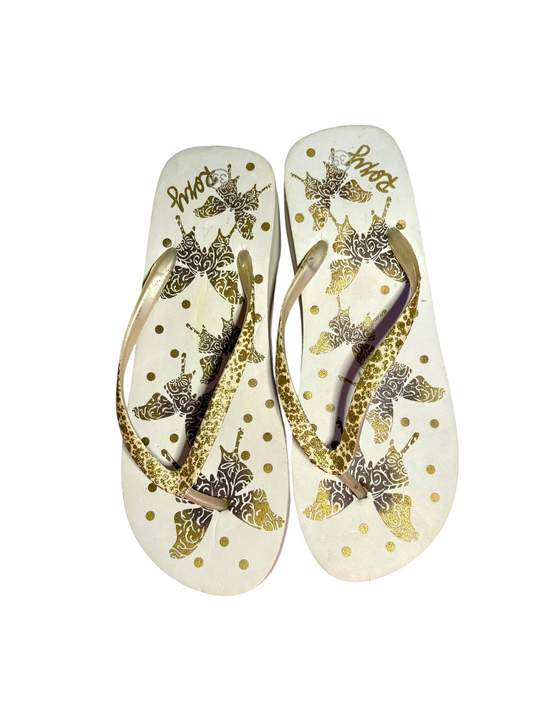 Roxy Sparkly Butterfly Detailed Wedged Platform Flip Flop Sandals