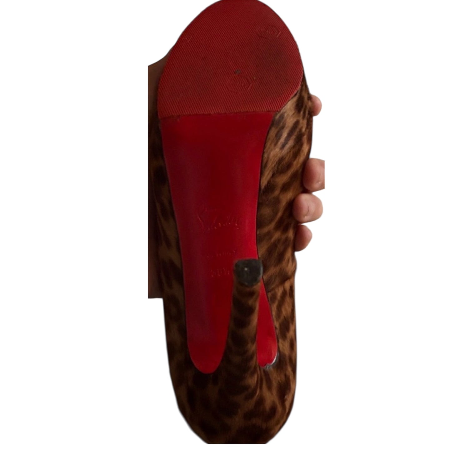 Christian Louboutin Pony Hair Leopard Print Red Bottoms