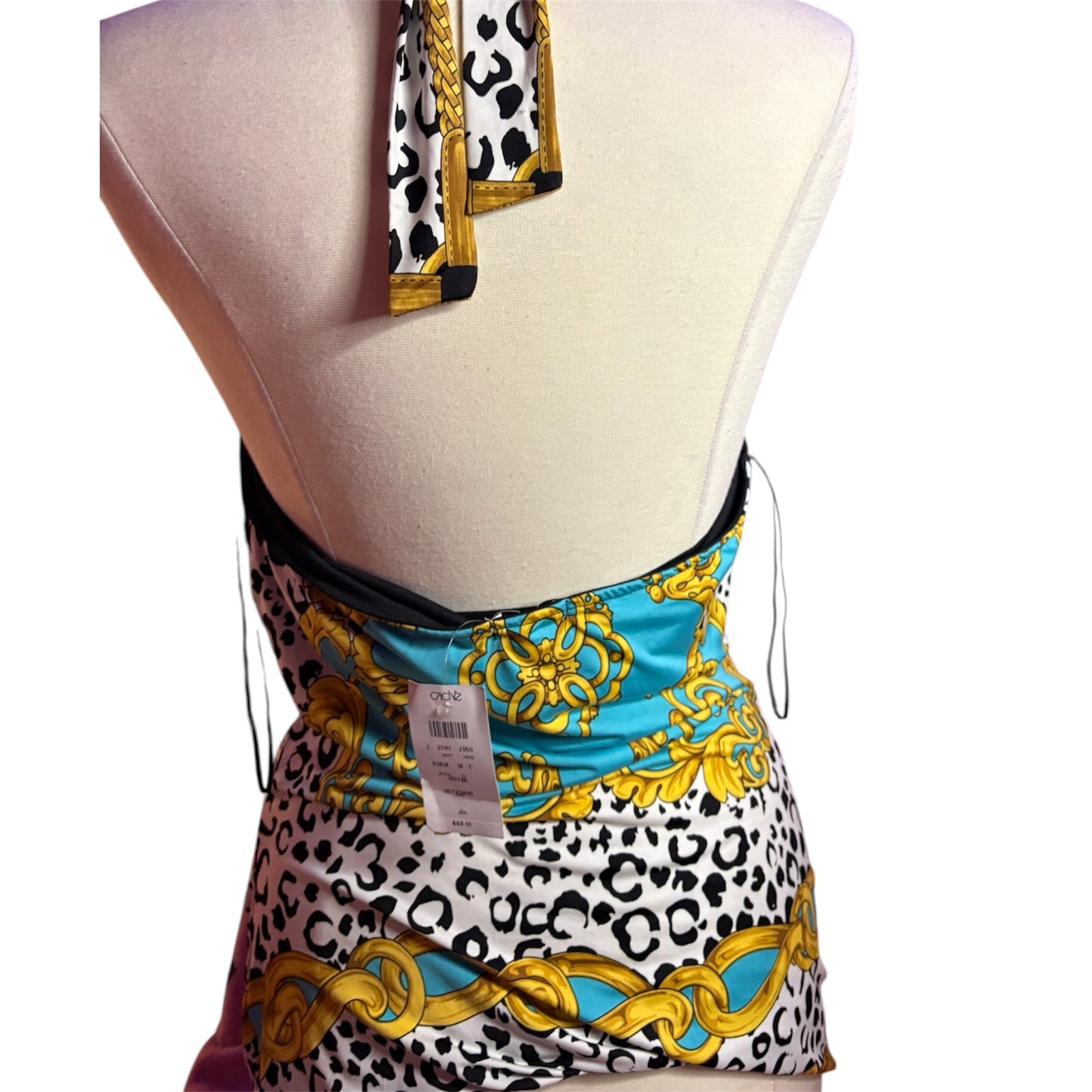 CACHÉ-Turquoise and gold detailed animal print