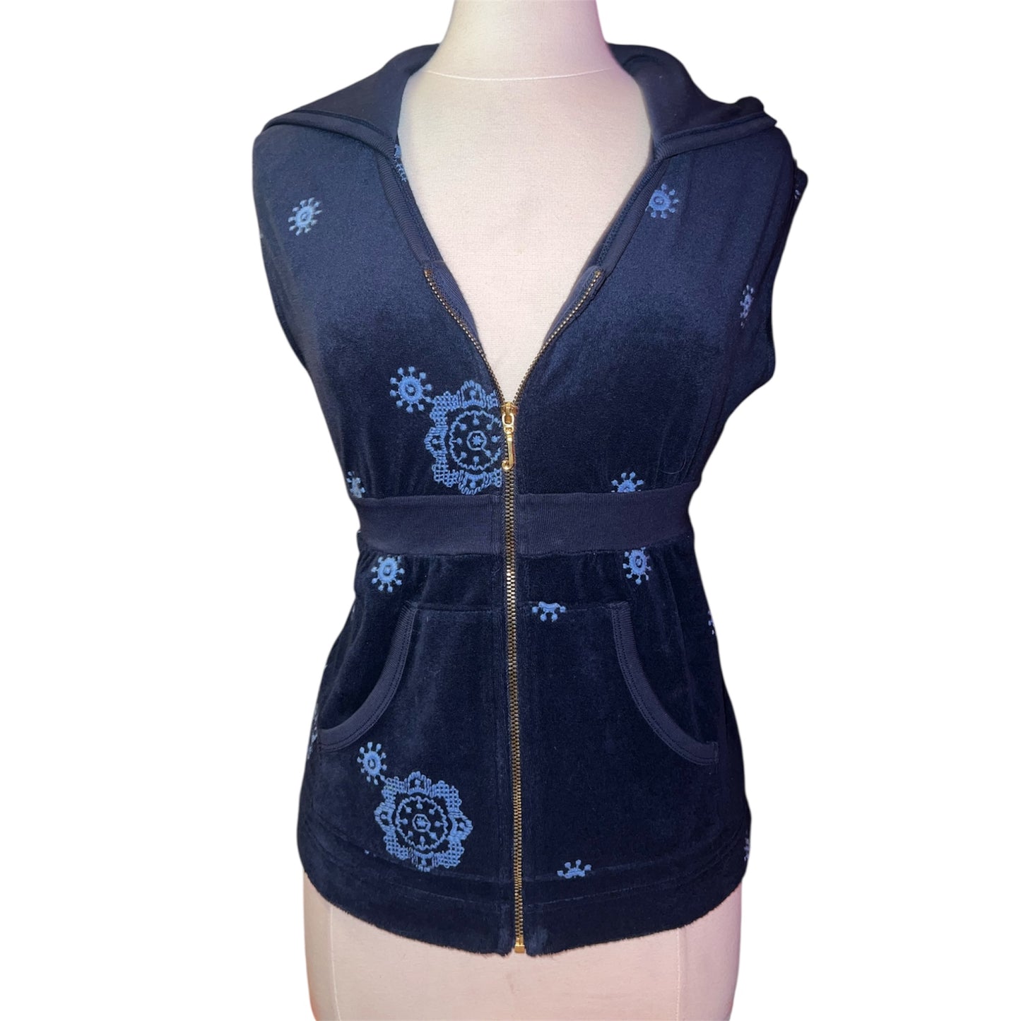 Juicy Couture Vintage Zip Up Short Sleeve Top