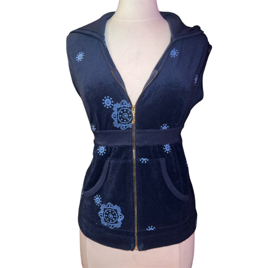 Juicy Couture Vintage Zip Up Short Sleeve Top