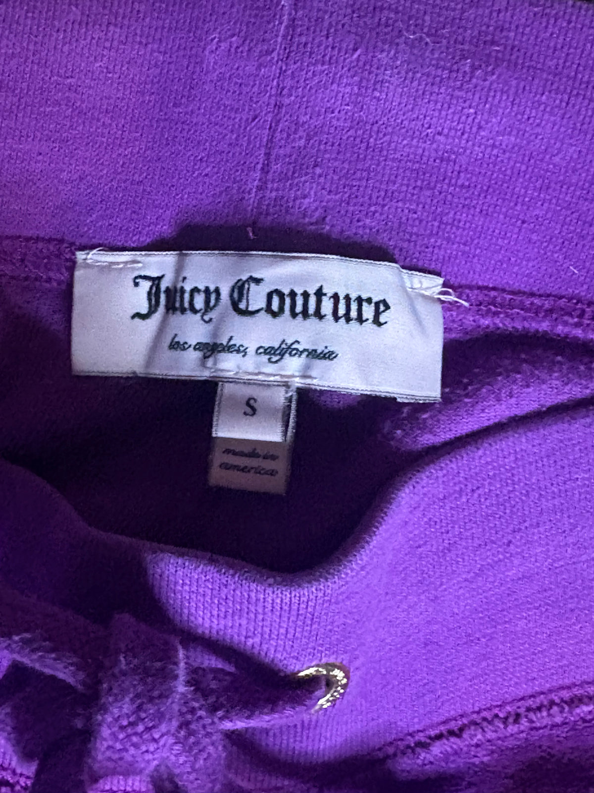 Juicy couture purple velvet gold embroided pants