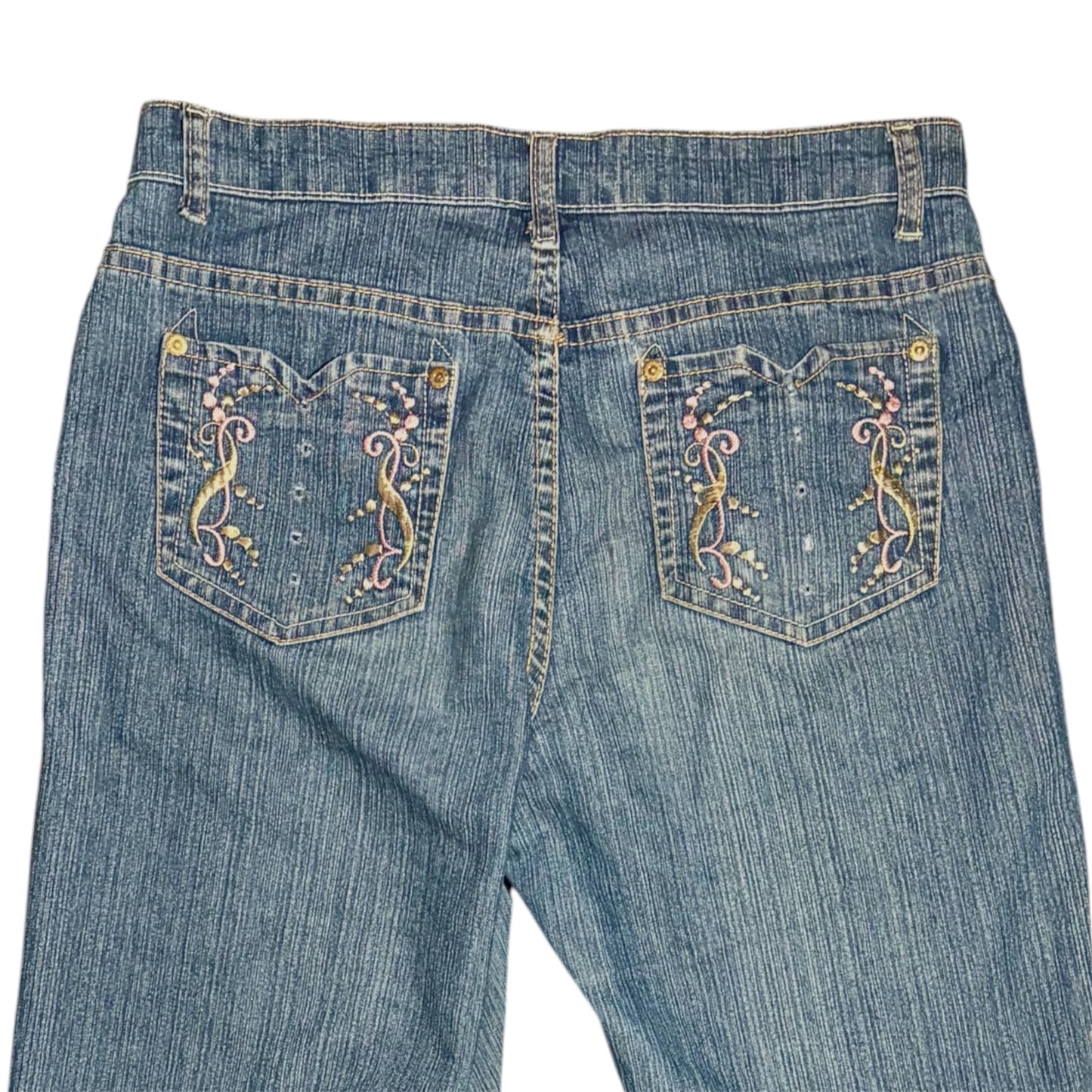 French Twist Pink embroidered boot cut jeans