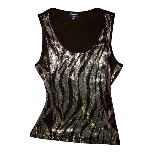 Sparkly Sequinned Zebra Print Tank Top