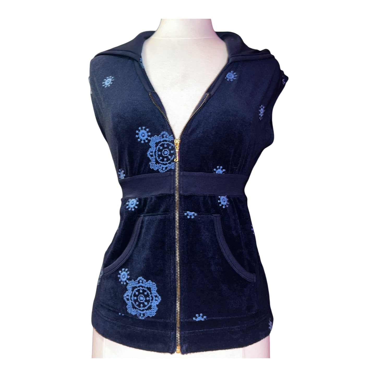 Juicy Couture Vintage Zip Up Short Sleeve Top